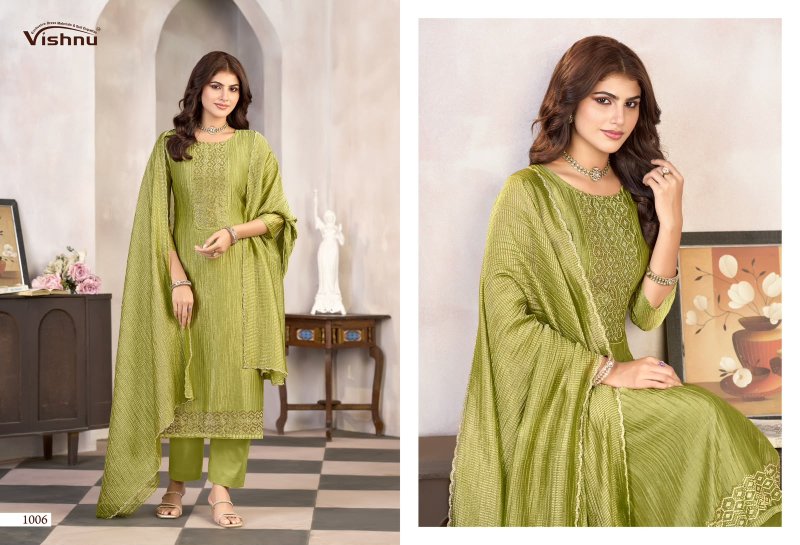 Surkhiyaah By Vishnu Salsa Embroidery Dress Material 